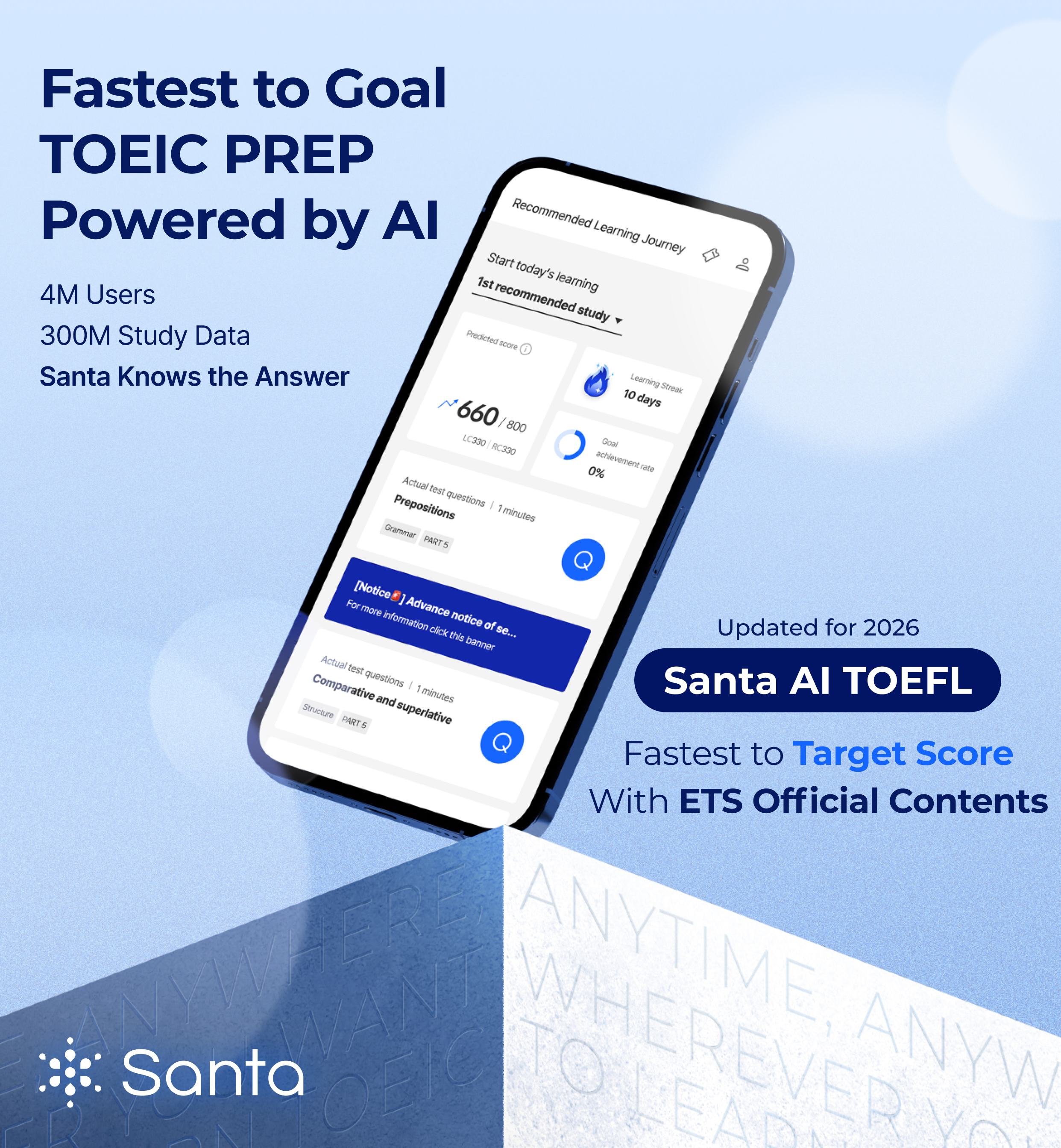 Santa TOEFL Unlimited Pass - 1 Month (TEMP)