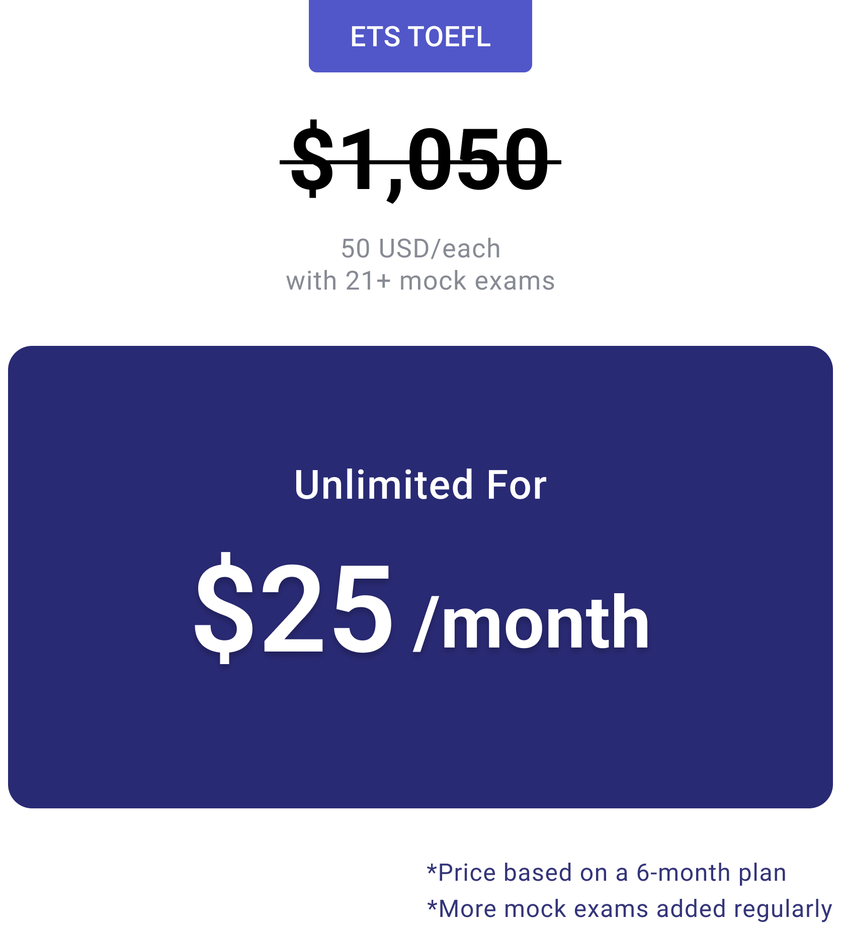 Mock exam pricing offer