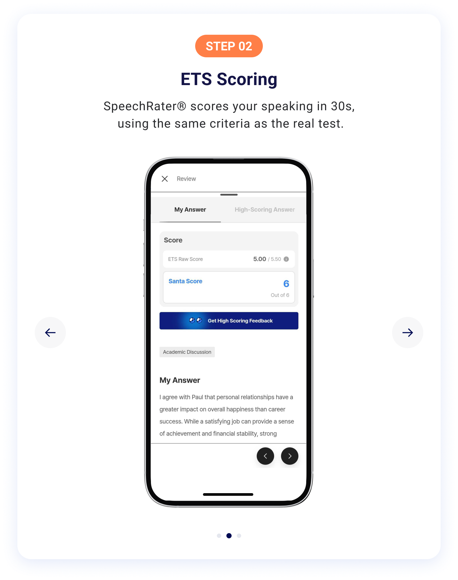 Speaking step 2: ETS scoring.