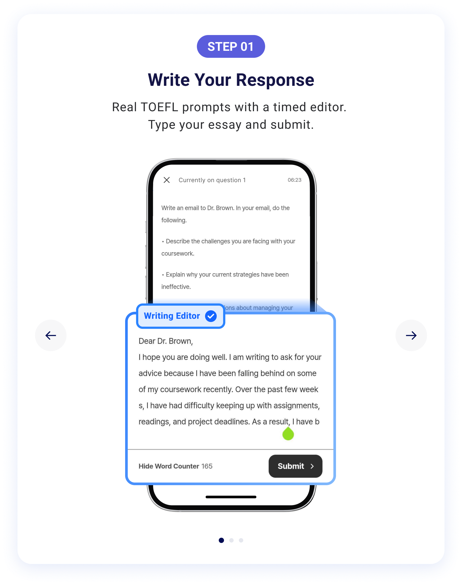 Writing step 1: Write your response.